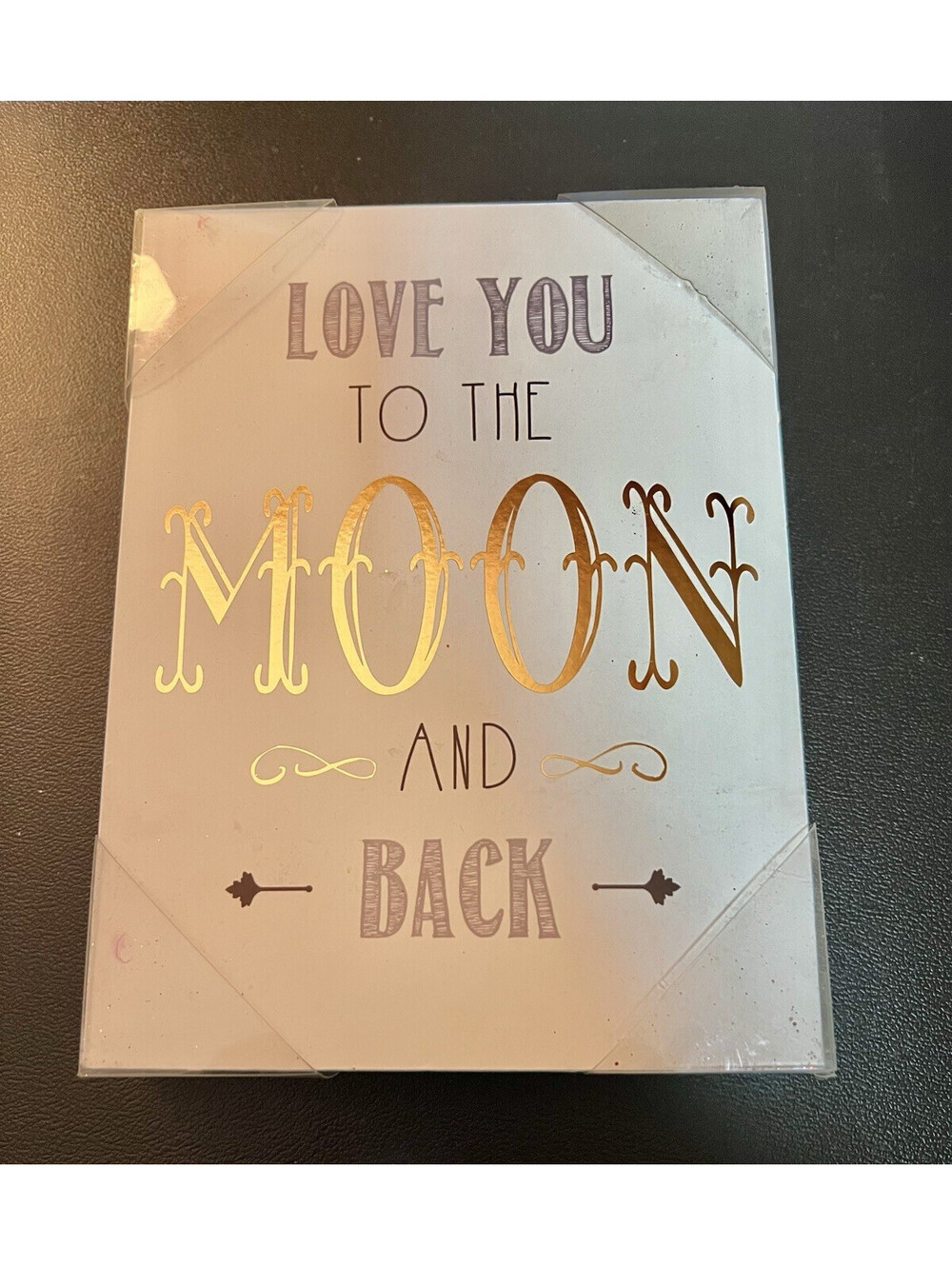Love You to the Moon and Back Chunky Wooden Sign 6”x8” ivory and gold